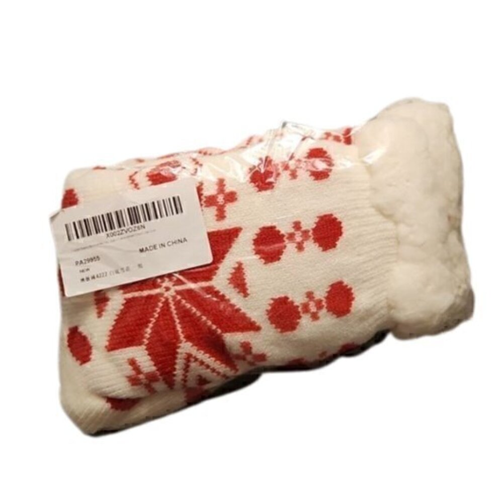 Red and white fluffy socks